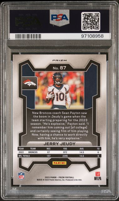 2023 Prizm #87 Jerry Jeudy Silver Prizm PSA 10