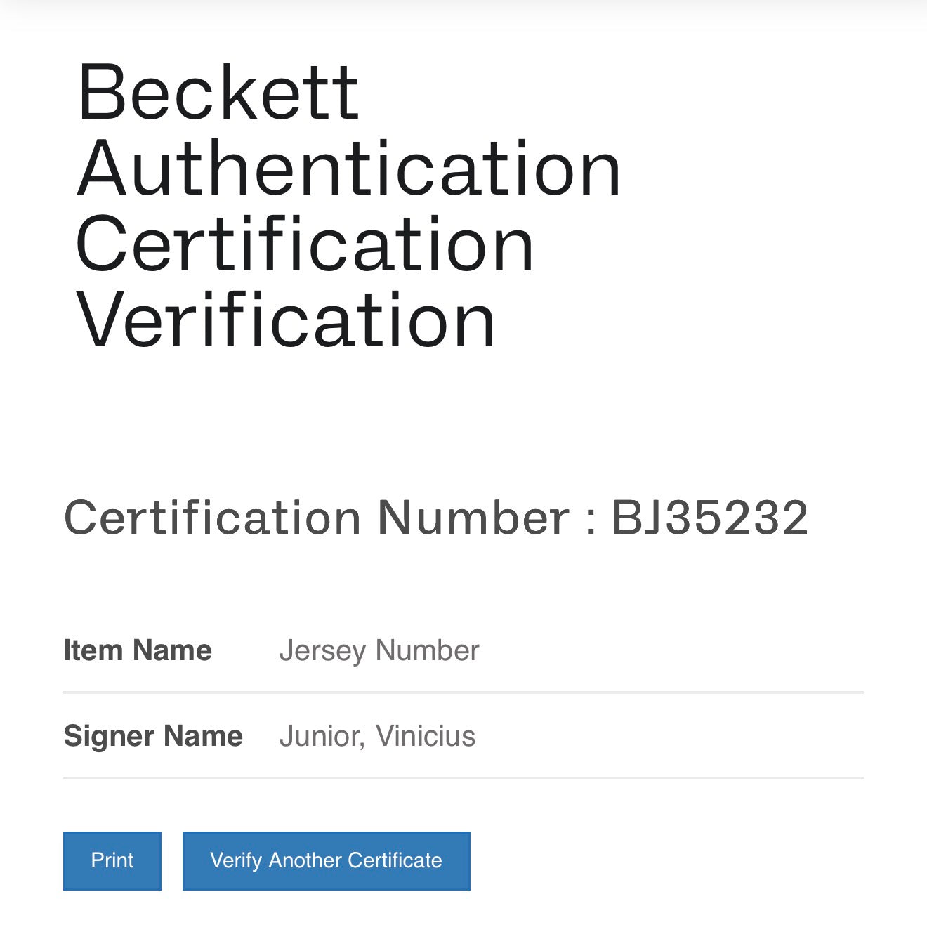 Vinicius Jr. Autographed Real Madrid #20 Jersey | Beckett BAS Certified | Framed