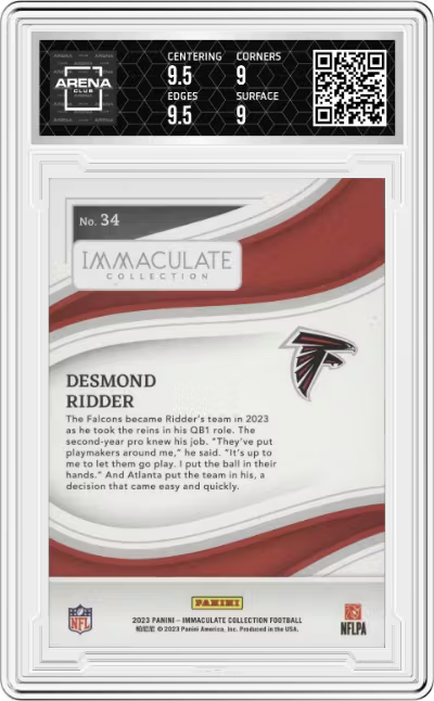 2023 Panini Immaculate Collection #35 Desmond Ridder Red 20/25 AC 9.5
