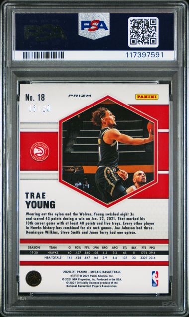 2020 Mosaic #18 Trae Young Fast Break Pink 16/20 PSA 9