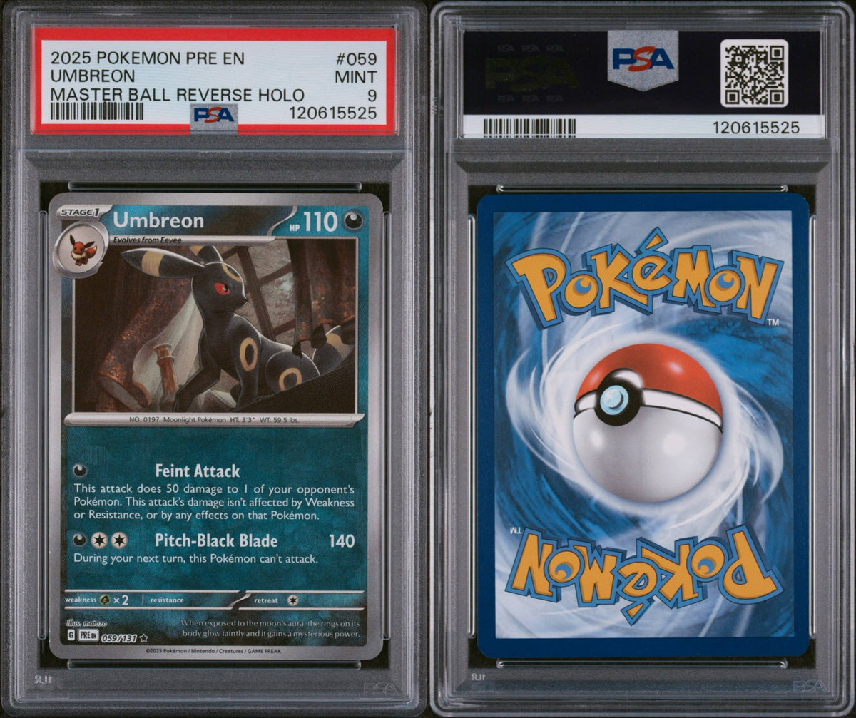 2025 Pokemon Umbreon 059/131 Master Ball Reverse Holo - PSA 9
