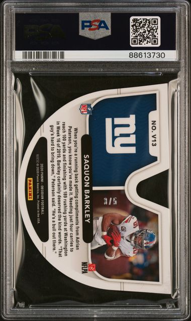 2020 Panini Obsidian #V13 Saquon Barkley Vitreous E/E Red 3/5 PSA 9