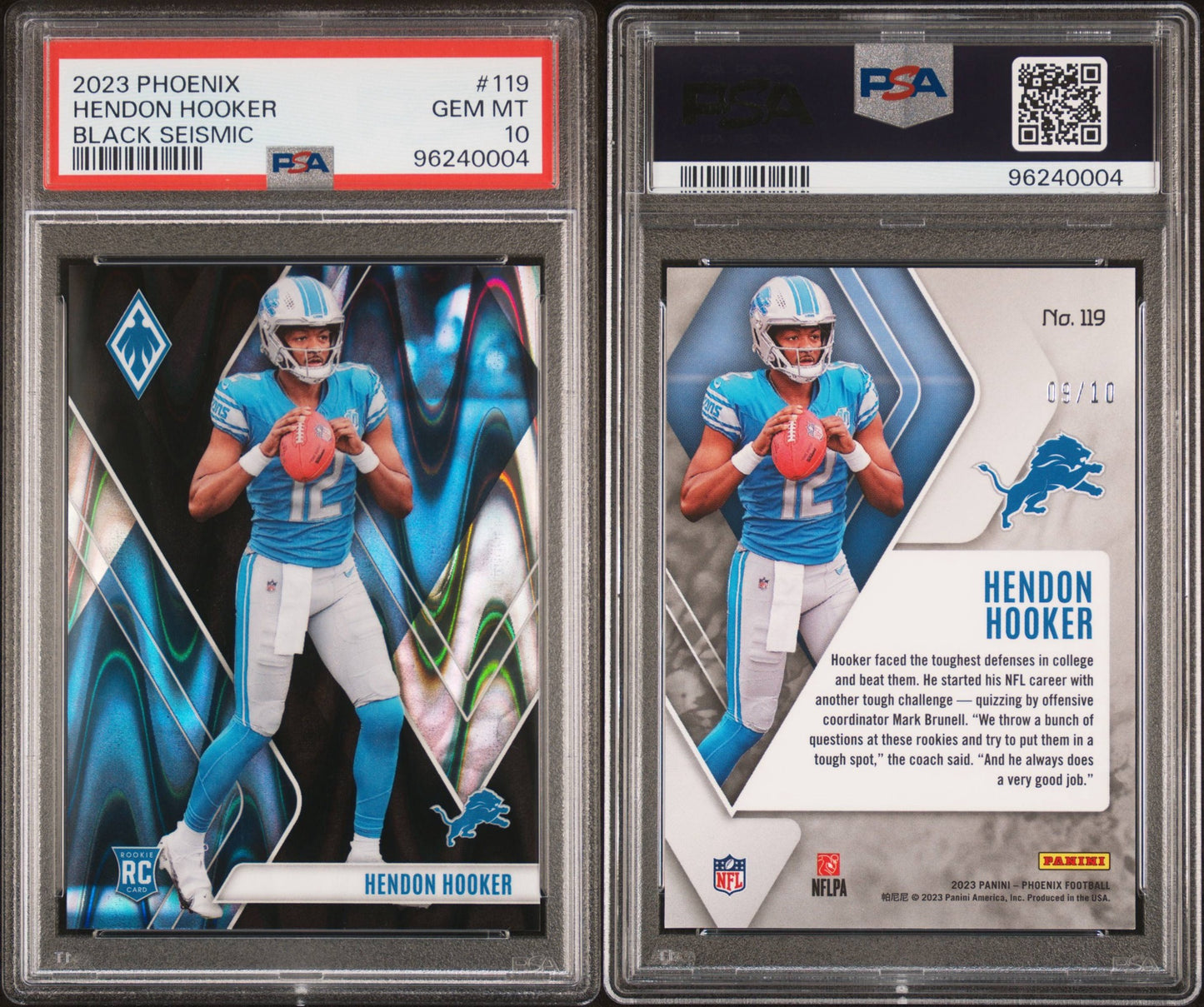 2023 PANINI PHOENIX #119 HENDON HOOKER BLACK SEISMIC /10 PSA 10