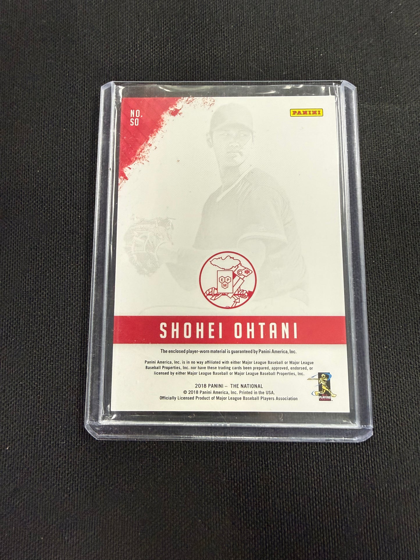 2018 Panini The National #SO Shohei Ohtani Player Worn Patch RC