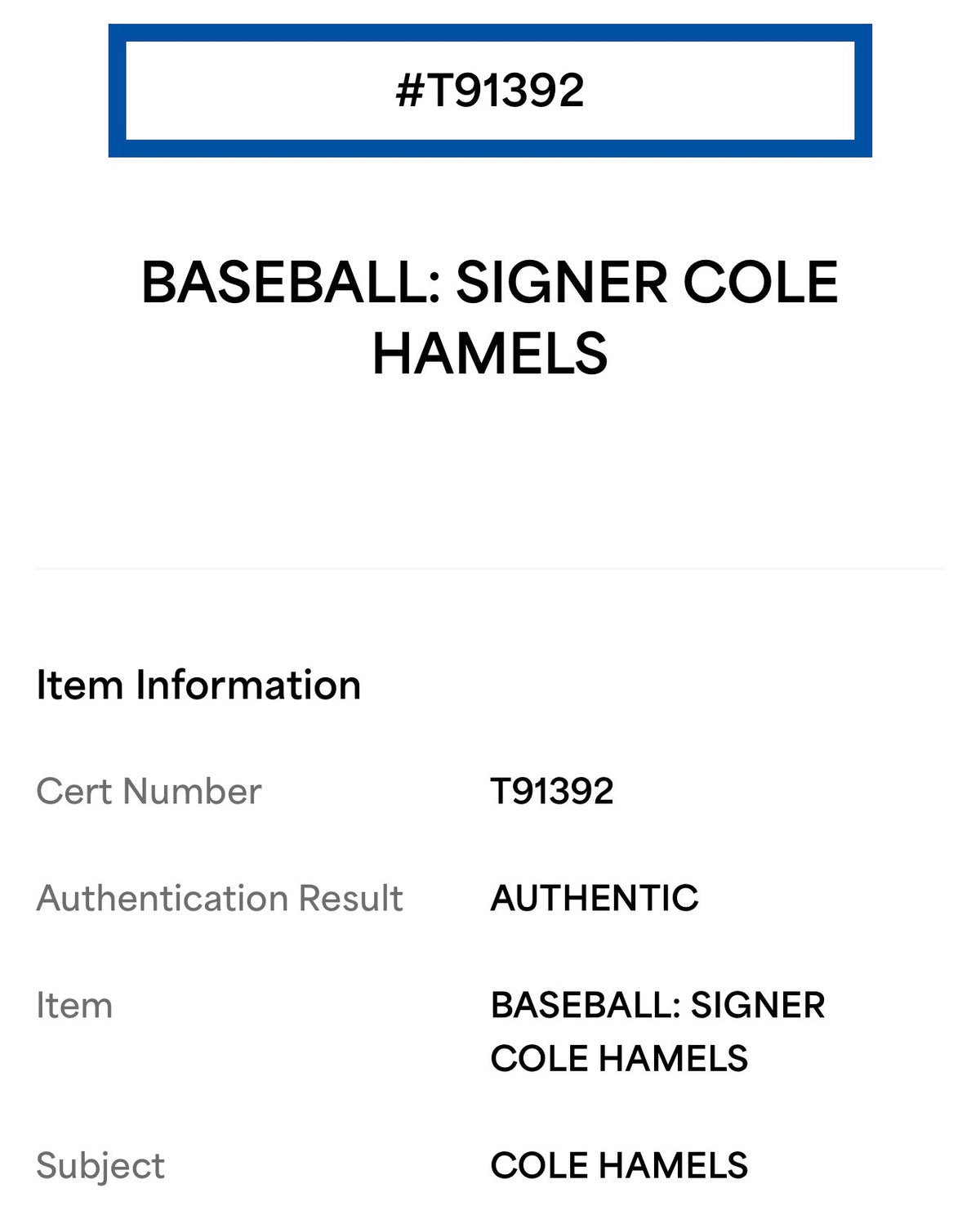 Cole Hamels Autographed Rawlings Baseball – PSA/DNA T91392