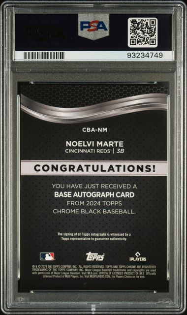 2024 Topps Chrome Black Noel Marte Auto Gold Mini Diamond Refractor 48/50 PSA 10 AUTO 10