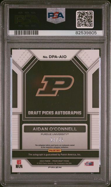 2023 Prizm Draft Picks #DPAAIO Aidan O'Connell Autograph Blue Ice 24/35 PSA 10