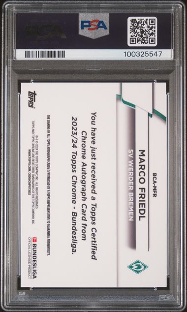 2023-24 Topps Chrome Bundslg #MFR Marco Friedl Autograph Red Refractor 5/5 PSA 10