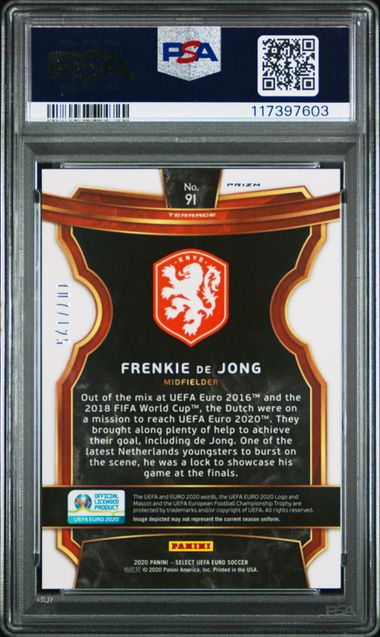 2020 Select UEFA Euro #91 Frenkie De Jong Orange Prizm 107/125 PSA 10