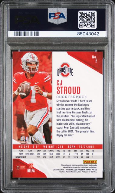 2023 Chronicles DP #2 C.J. Stroud Phoenix Red 40/149 PSA 10