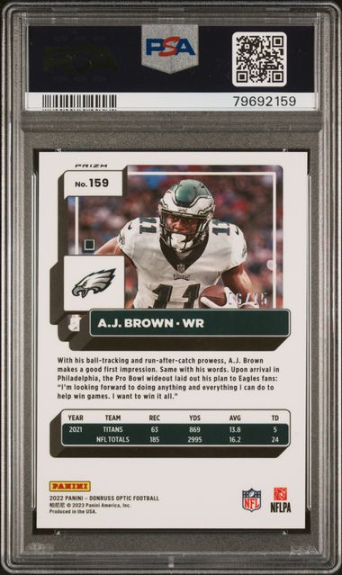 2022 Donruss Optic #159 AJ Brown Ice 6/15 PSA 10