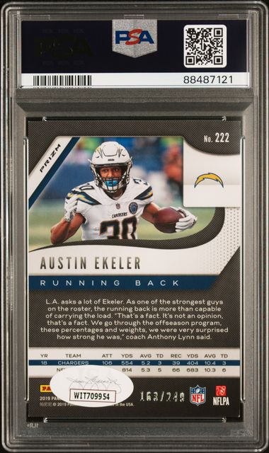 2019 Panini Prizm #222 Austin Ekeler Orange Prizm 163/249 PSA Authentic Auto