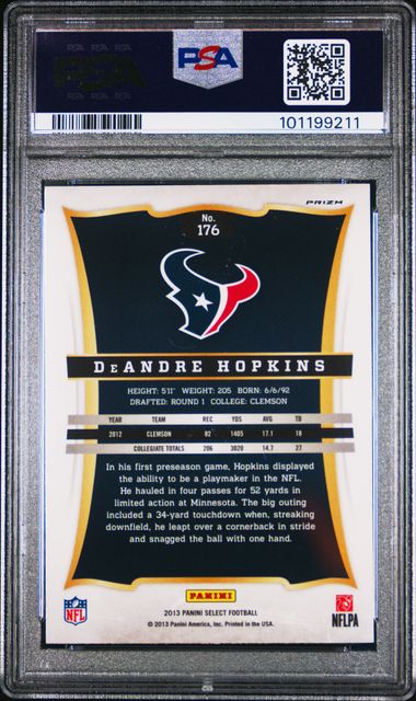 2013 Panini Select #176 DeAndre Hopkins Prizm PSA 9
