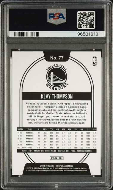 2020 Panini Hoops #77 Klay Thompson Teal 21/70 PSA 10
