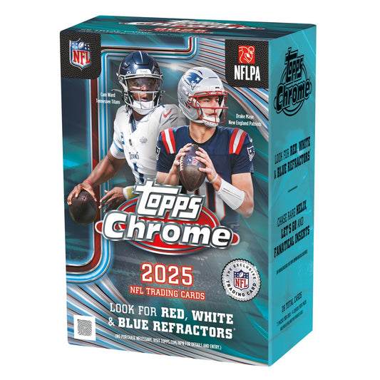 2025 Topps Chrome Football Blaster Box — Sealed product packaging