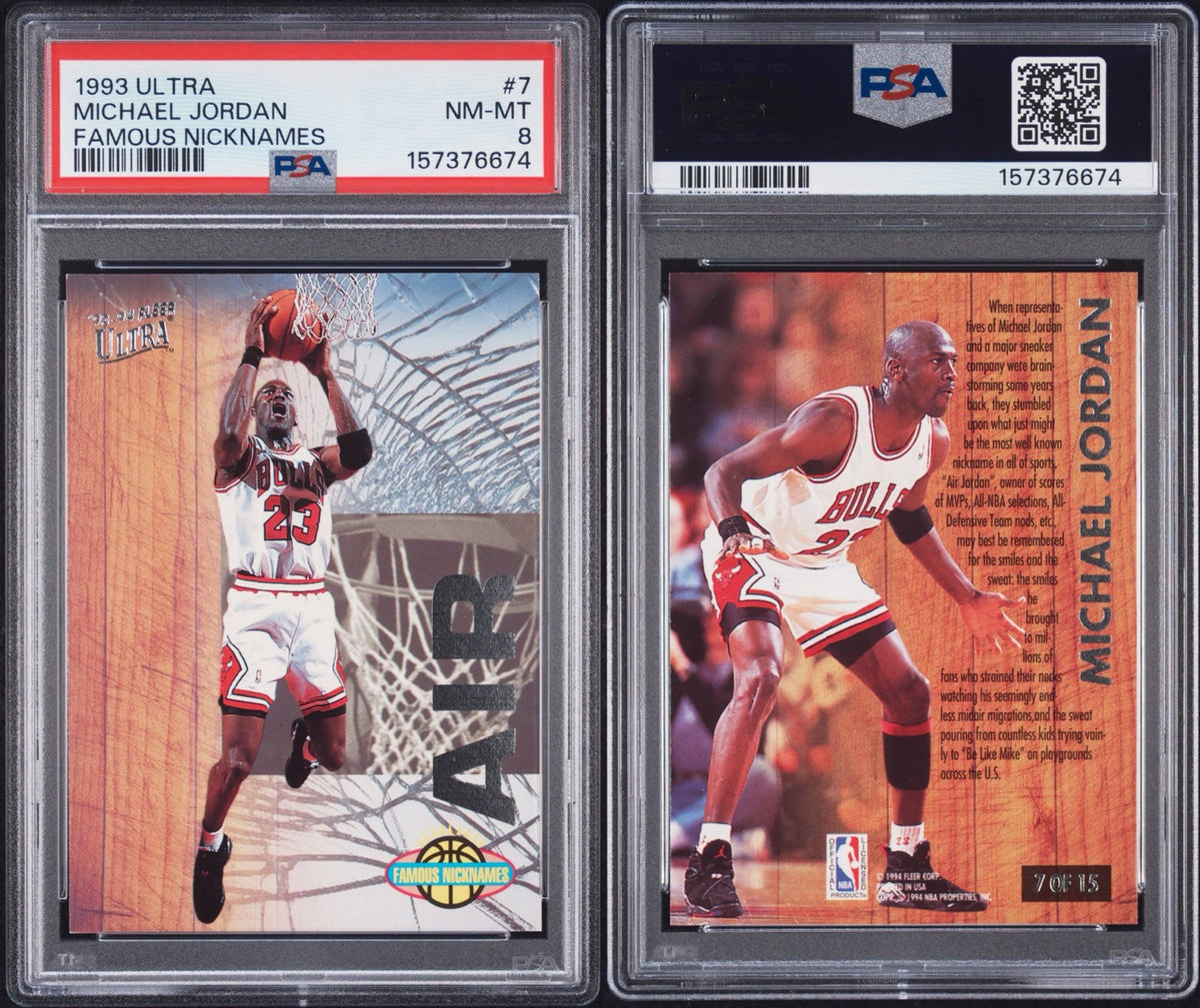 Michael Jordan Famous Nicknames #7 PSA 8 front and back