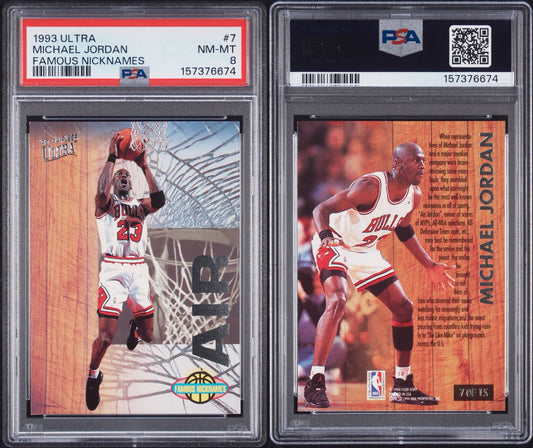 Michael Jordan Famous Nicknames #7 PSA 8 front and back