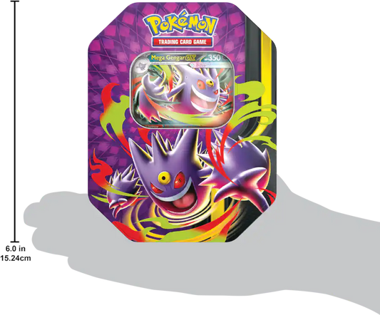Pokémon Mega Gengar Ex Tin — Sealed product packaging