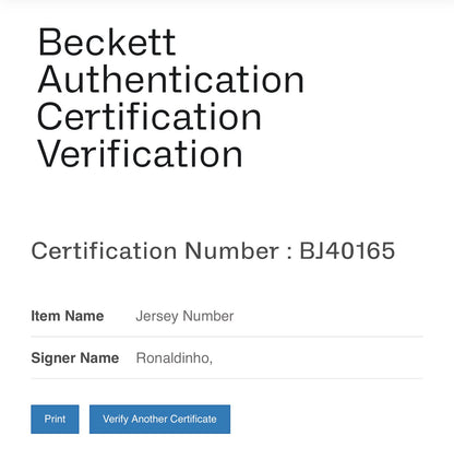 Ronaldinho Autographed Barcelona #10 Jersey | Beckett BAS Certified | Framed