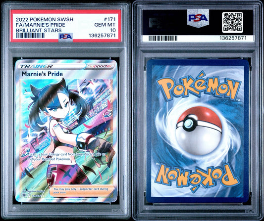 2022 Pokémon Brilliant Stars Marnie's Pride Full Art 171/172 PSA 10
