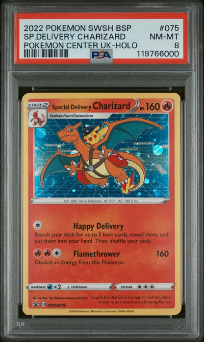 Special Delivery Charizard SWSH075 PSA 8 cert 119766000 front