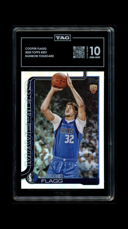 2025 Topps #201 Cooper Flagg Rainbow Foilboard TAG 10 POP 1