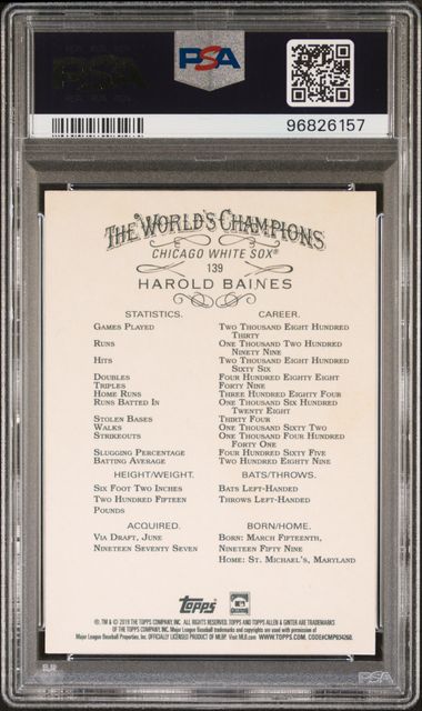 2023 Archives Signature #139 Harold Baines 2019 Allen & Ginter 1/22 PSA 8
