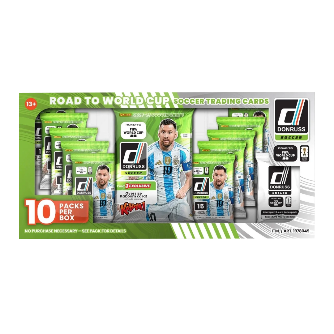 2025/26 Panini Donruss Road to FIFA World Cup Soccer Costco Super Box — Sealed product packaging