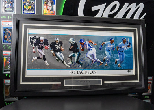 BO Jackson Signed Photo Football to Baseball Beckett Authentic