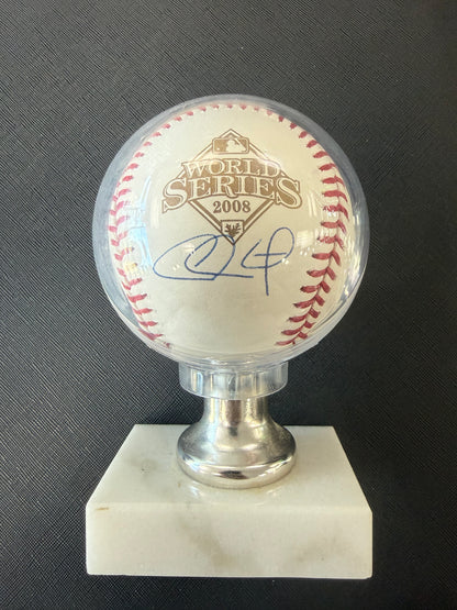 Chase Utley Autographed Official 2008 World Series Baseball