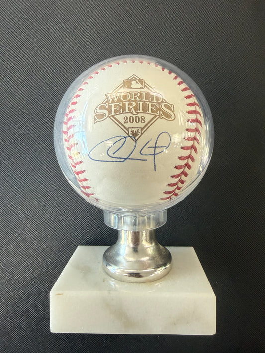 Chase Utley Autographed Official 2008 World Series Baseball