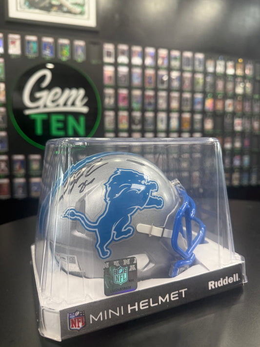 Jahmyr Gibbs Autographed Mini Helmet Fantastics Authentic
