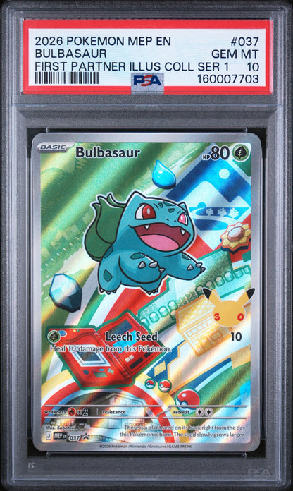 2026 POKEMON MEP EN-ME BLACK STAR PROMO #037 BULBASAUR FIRST PARTNER ILLUS COLL SER 1 PSA 10
