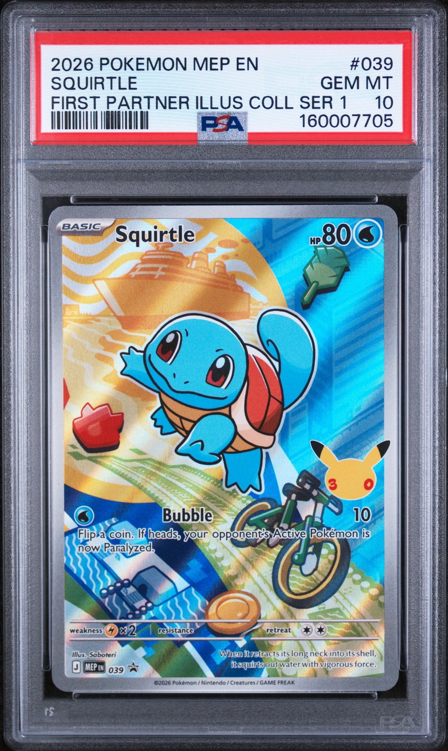 2026 POKEMON MEP EN-ME BLACK STAR PROMO #039 SQUIRTLE FIRST PARTNER ILLUS COLL SER 1 PSA 10