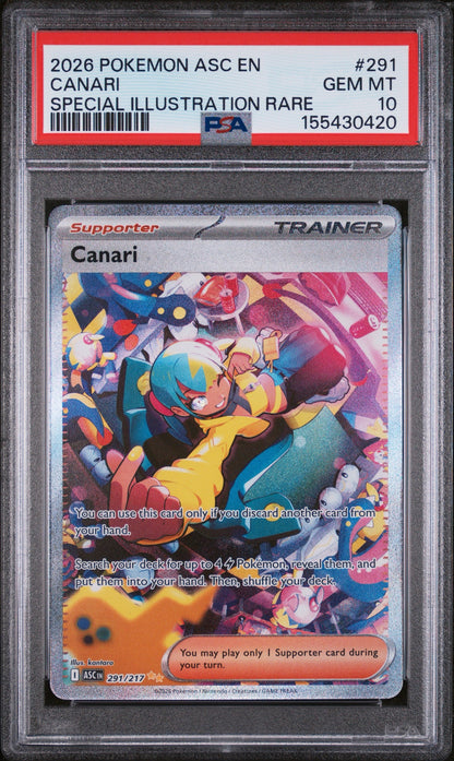 2026 POKEMON ASC EN-ASCENDED HEROES #291 CANARI SPECIAL ILLUSTRATION RARE PSA 10