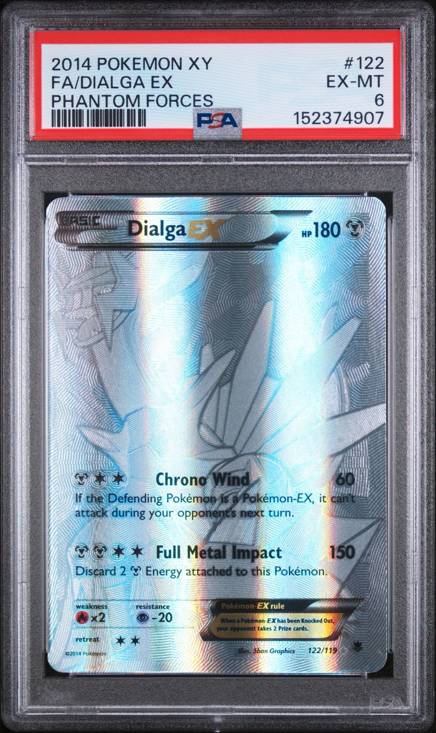 2014 POKEMON XY PHANTOM FORCES #122 FA/DIALGA EX PHANTOM FORCES PSA 6
