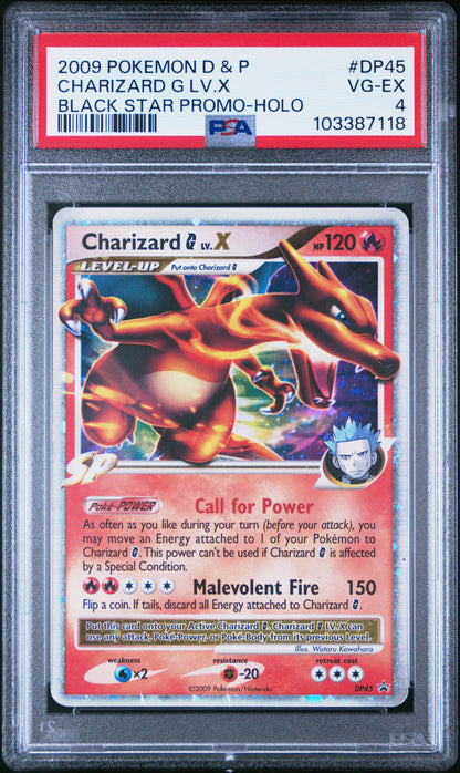 2009 POKEMON DIAMOND & PEARL BLACK STAR PROMO #DP45 CHARIZARD G LV.X BLACK STAR PROMO-HOLO PSA 4