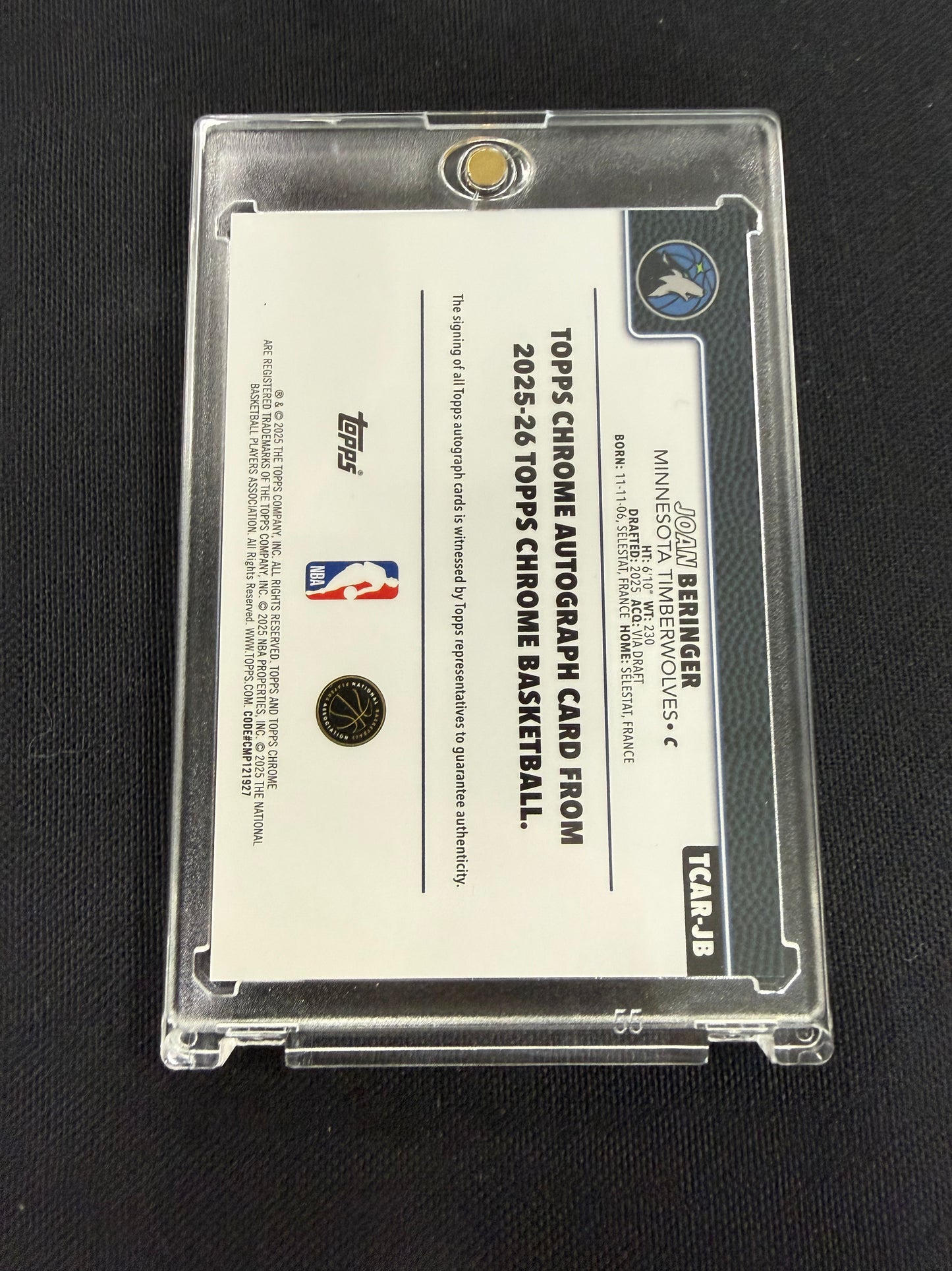 2025-26 Topps Chrome Joan Beringer Auto Autograph True Blue Refractor /150 RC