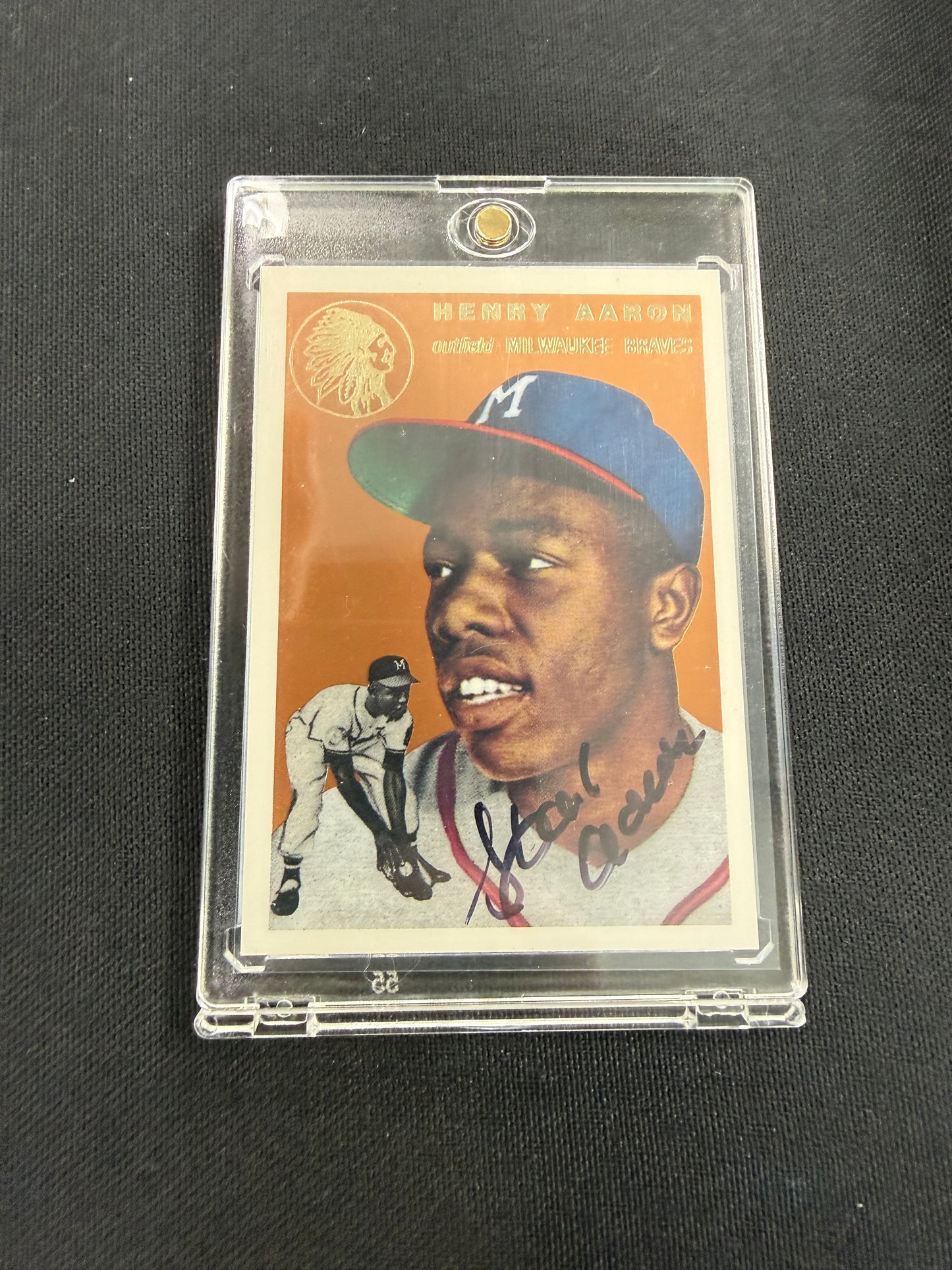 Hank Aaron 1994 Topps Archives Gold Auto Autograph 1954 RC Reprint #128
