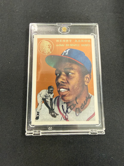 Hank Aaron 1994 Topps Archives Gold Auto Autograph 1954 RC Reprint #128