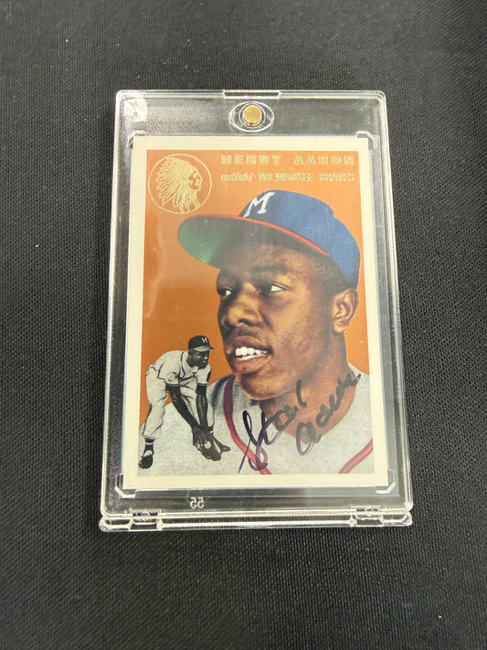Hank Aaron 1994 Topps Archives Gold Auto Autograph 1954 RC Reprint #128
