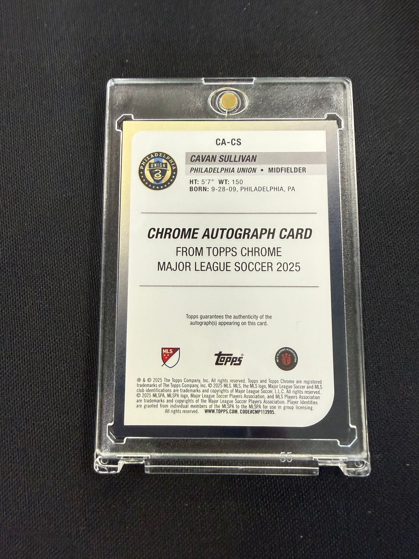 2025 Topps Chrome MLS Cavan Sullivan Auto Aqua Refractor /199 RC