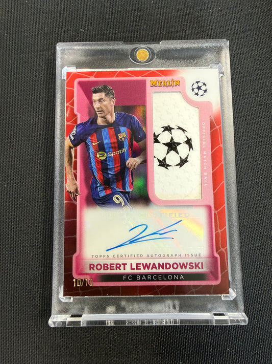 2023 Topps Merlin #MBS-RL Robert Lewandowski Match Ball Signature 10/10
