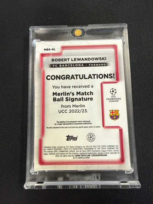 2023 Topps Merlin #MBS-RL Robert Lewandowski Match Ball Signature 10/10