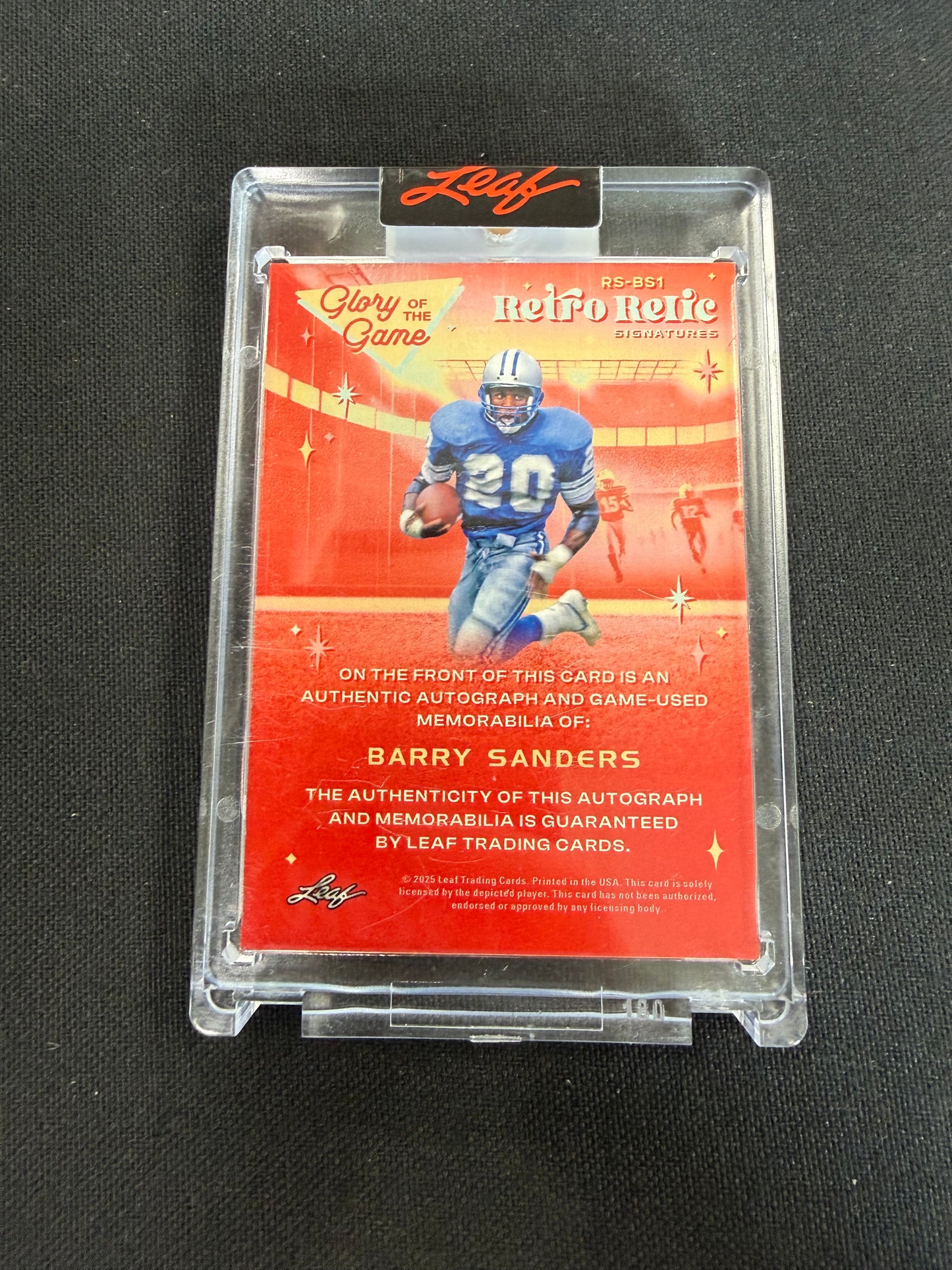 2025 Leaf Glory of the Game #RS-BS1 Barry Sanders Auto /6 Game Used Memorabilia