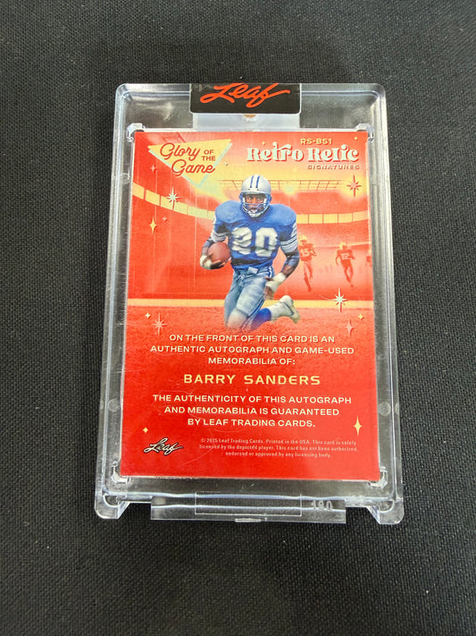 2025 Leaf Glory of the Game #RS-BS1 Barry Sanders Auto /6 Game Used Memorabilia