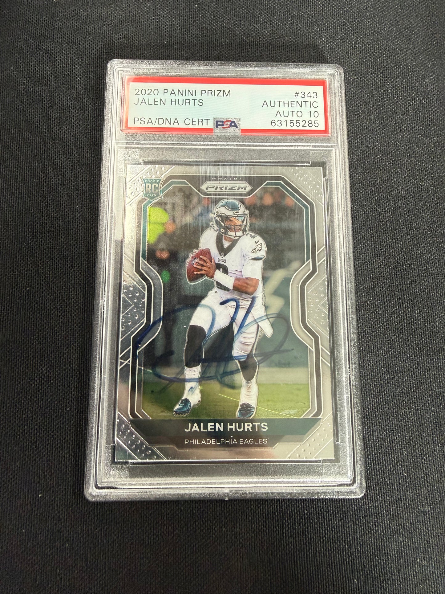 2020 PANINI PRIZM #343 JALEN HURTS PSA Authentic DNA 10