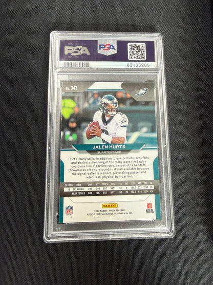 2020 PANINI PRIZM #343 JALEN HURTS PSA Authentic DNA 10