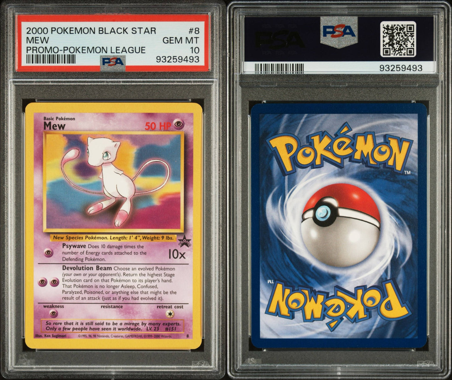 2000 POKEMON PROMO BLACK STAR #8 MEW PROMO-POKEMON LEAGUE PSA 10