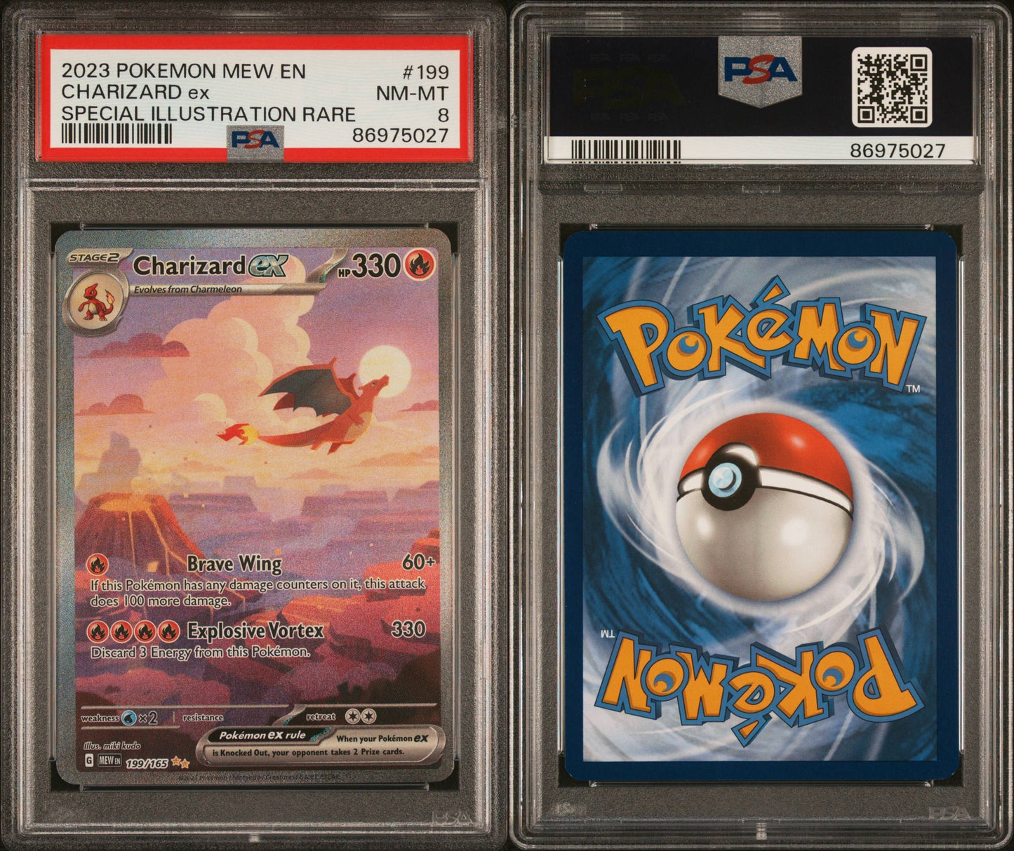 2023 POKEMON MEW EN-151 #199 CHARIZARD EX SPECIAL ILLUSTRATION RARE PSA 8
